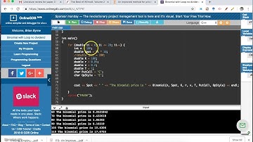 Cox Ross Rubinstein Binomial model with loop on parameters