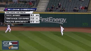DET@CLE: Statcast tracks Chisenhall's diving catch