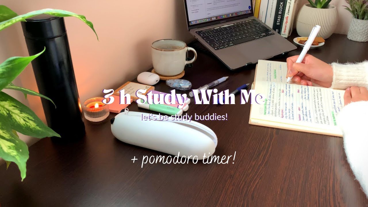 3 Hours of Deep Focus | study with me | Pomodoro Technique 50-10 ...