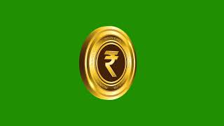 indian rupee gold coin rotating effect green screen background I no text no copyright free download
