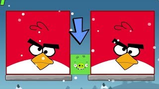 Angry Birds Kick Out Green Piggies - Smallest Pig Got Squash By 2 Huge Square Birds