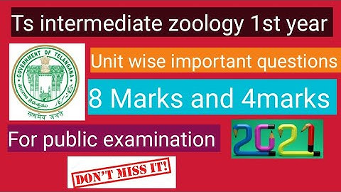 TS INTERMEDIATE ZOOLOGY 1st year 8marks and 4marks important questions for public examination ||