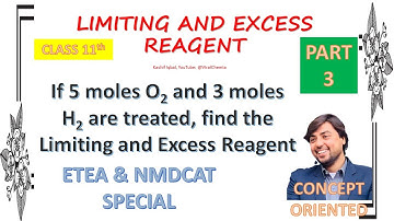 If 5 Moles Oxygen reacts with 3 Moles Hydrogen, find LIMITING REAGENT || Limiting reagent part 3