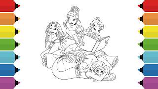 Coloring Every Disney Princess | Disney Princess Coloring Pages All Characters