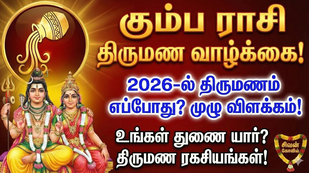 கும்ப ராசி திருமண வாழ்க்கை 2026 🔥 எப்போது திருமணம்? முழு விளக்கம் | Kumbha Rasi Marriage 2026