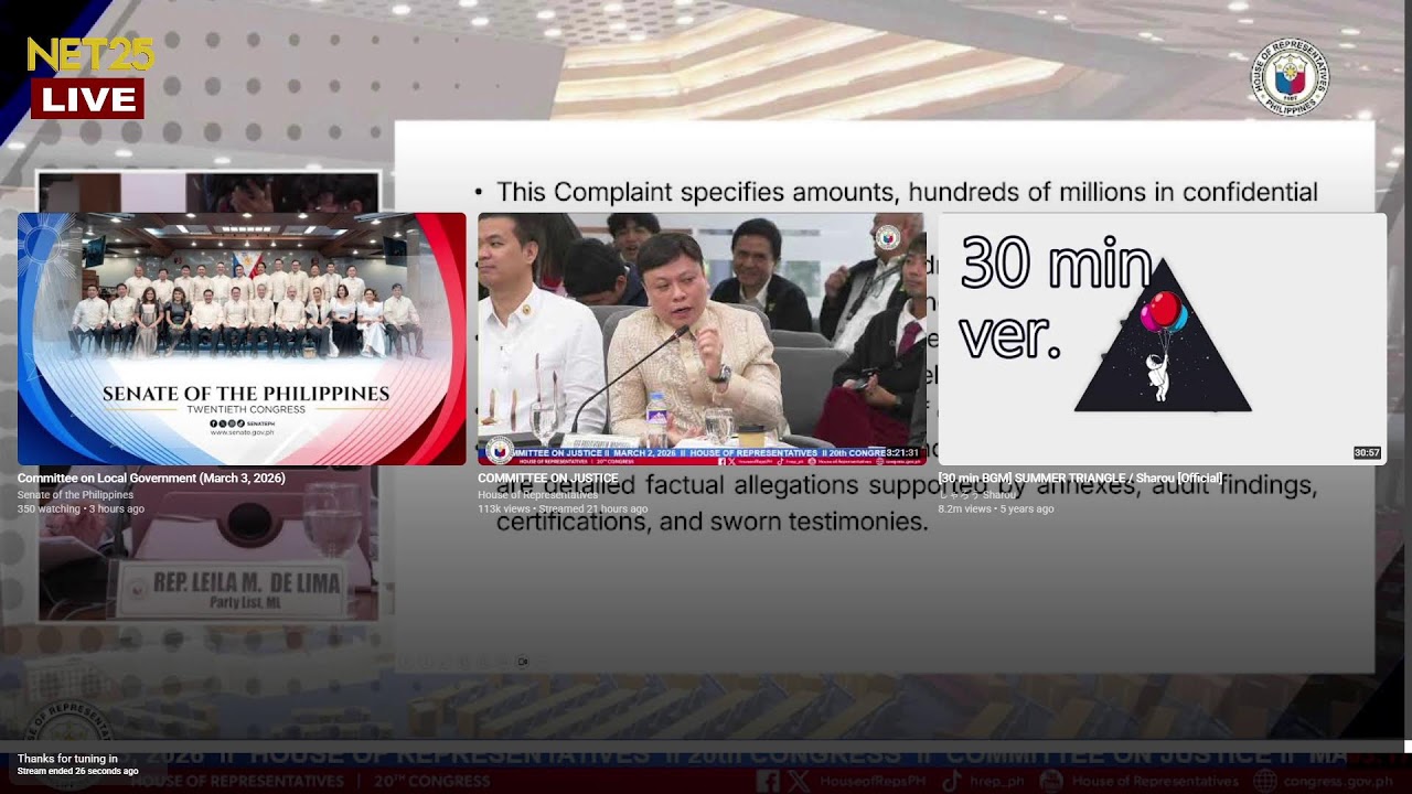 Cont. of the deliberation on the verified complaints for impeachment vs VP Sara Duterte