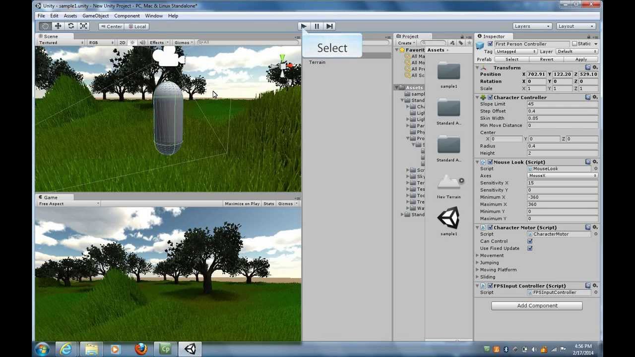 Unity 3D Game Engine - Adding the First person Controller - Video 8 ...