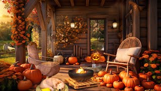 FALL PORCH AMBIENCE: Cozy Early Morning Autumn Sounds, Crunchy Leaves \& Peaceful Fall Music