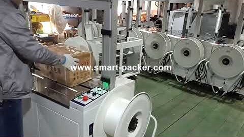 Semi automatic PP strap belt sealing packing machine for carton box testing video