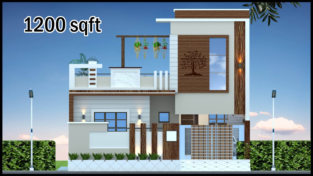 1200 SQFT 3 Room 3D House Design With Car Parking | Latest Villa Design ...