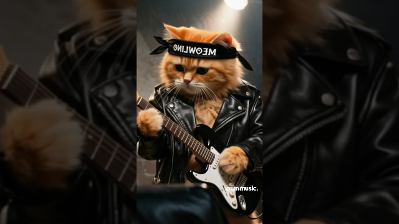 Cute Cat Goes Full Rockstar With Electric Guitar Skills | Meowlino