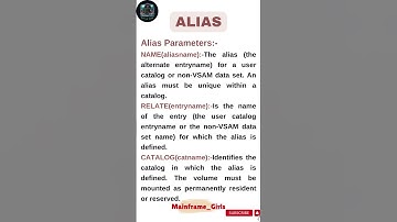 Mainframe IDCAMS ALIAS #mainframe #utilities #ibm #aliashorts #commands #functions #parameters