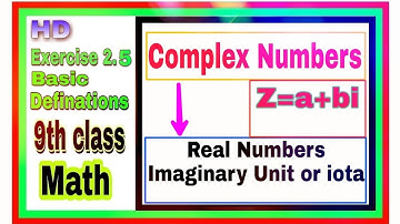 9 Class Math Basic Definitions Exercise 2.5 Complex Numbers z=a+bi | Real and Imaginary Unit or iota