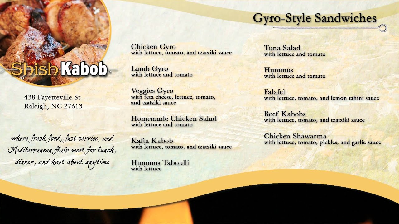 restaurant menu example