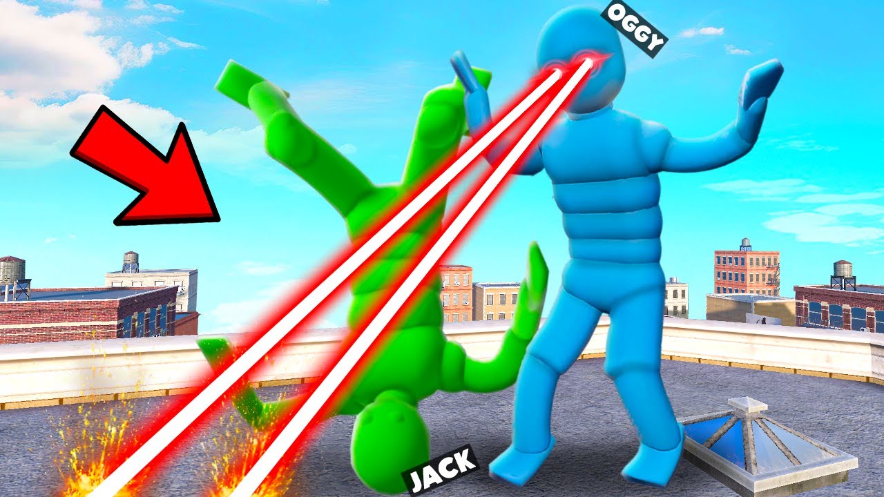 Ragdoll Fight Between Oggy And Jack With Laser Eyes In Overgrowth