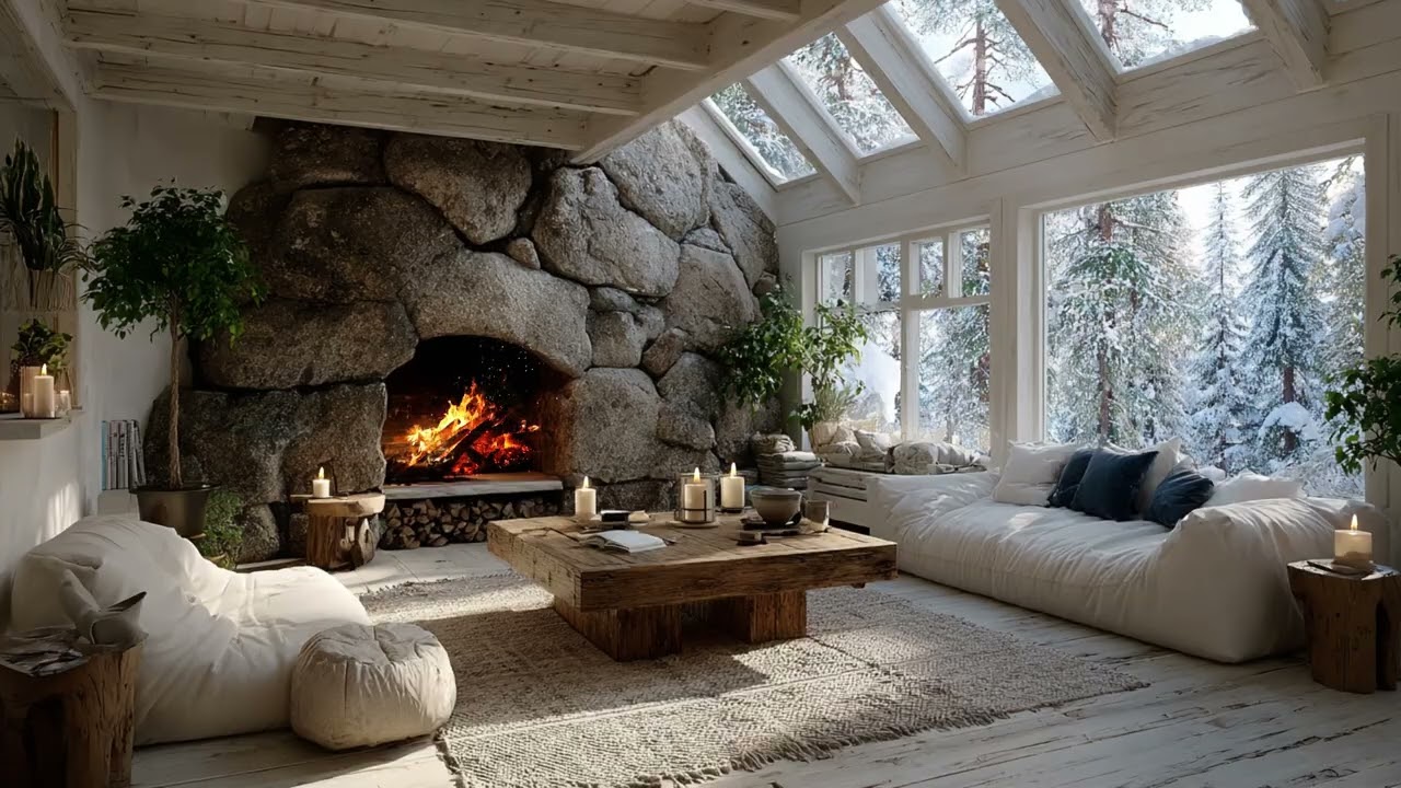 Snow Falls Silently by the Fireplace | Healing Sounds to Help You Sleep Soundly and Reduce Stress