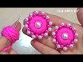 Super Easy Woolen Flower 🌸 ЦВЕТЫ НА РЕЗИНКЕ БЕЗ КРЮЧКА🌸 No Crochet Yarn Flower🌸 Woolen Flower Making