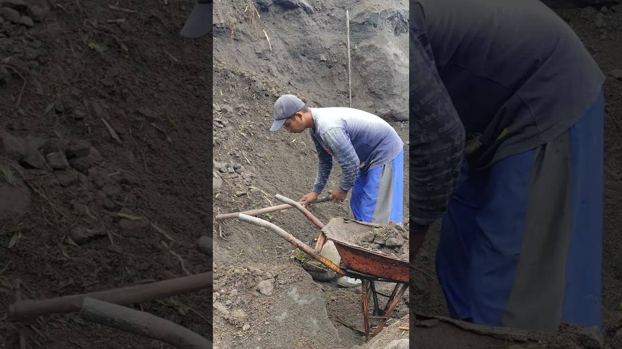 gathering soil and stones