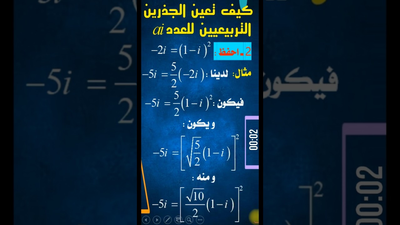 كيف تعين جبريا الجذرين التربيعيين لعدد مركب تخيلي صرف؟