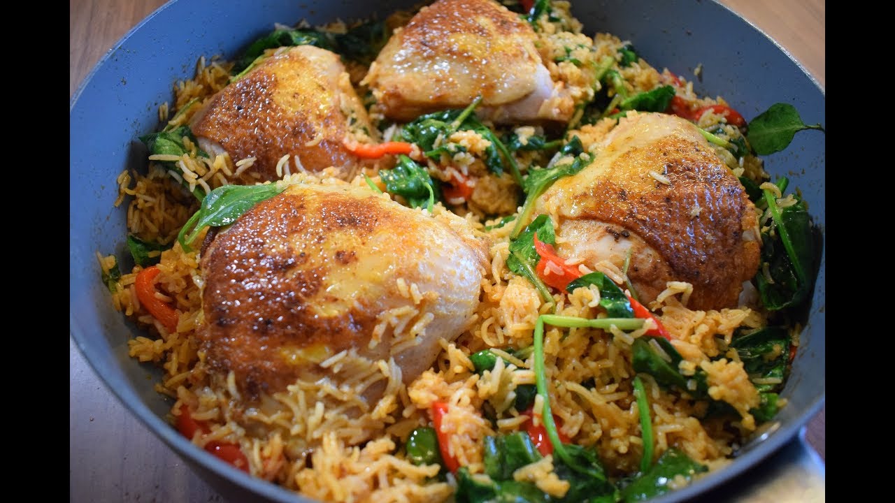 рис с курицей на сковородке