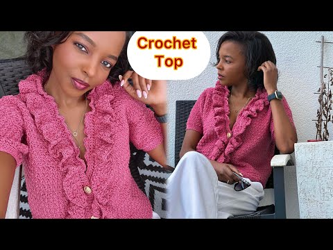 Crochet Ruffle Button Up Top Tutorial - DIY Ruffle Shirt