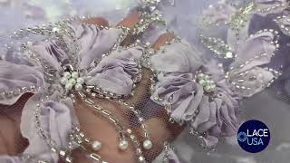 3D Beaded Floral Lace Fabric by the Yard | Bridal, Quinceañera, Dance & Couture Dress Fabric