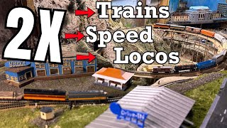 Double Trains Double Speed Double Locomotives - Model Railroad Operations Model Trains in Action