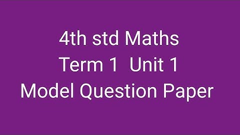 4th std Maths - Term 1 - Unit 1 - Geometry - Model Question paper