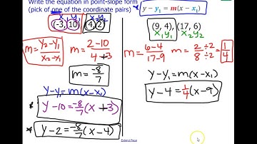 NL 5.3 Write Equations in Point Slope Form