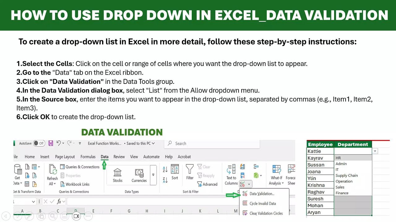 DATA VALIDATION MADE EASY! How to Create Drop-Down Lists in Excel - YouTube