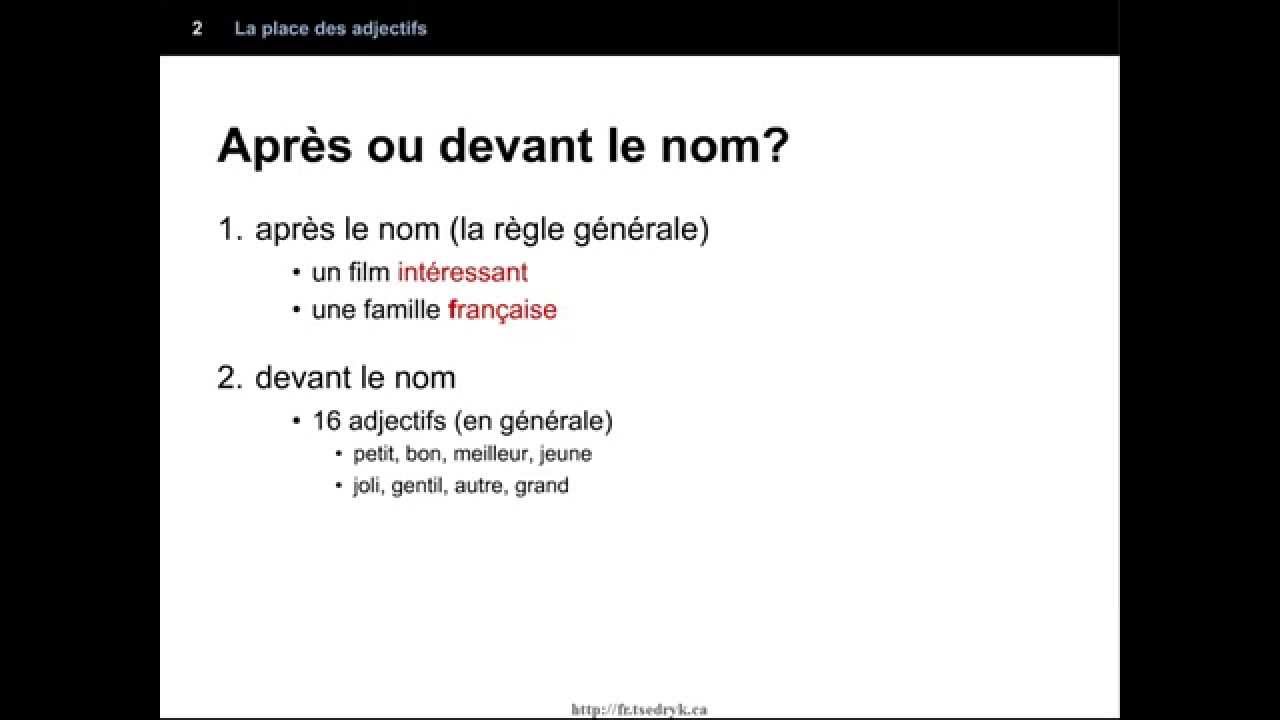 La place des adjectifs - YouTube