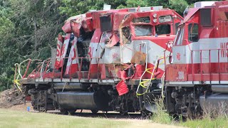 Wsor Train Crash Aftermath, Amtrak Dash 8S And Cnw Searchlights In Wisconsin