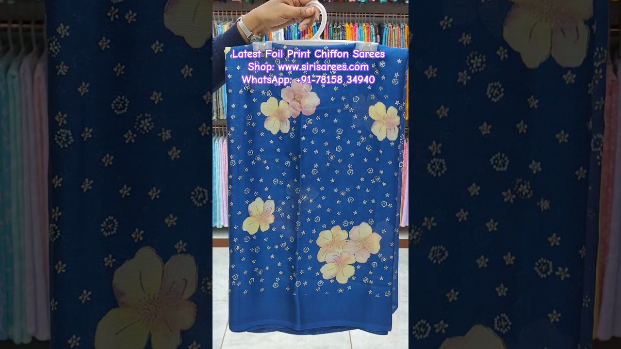 Latest Foil Print Chiffon Sarees 