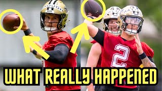 Tyler Shough Spencer Rattler BATTLE At Saints Practice | 2025 Minicamp OTAs Rookie Camp