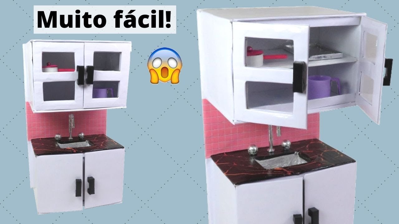 Como fazer armário com pia para cozinha da Barbie (casa de boneca) | Pricity