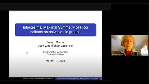 Carolyn Gordon (Dartmouth): Infinitesimal Maximal Symmetry of Ricci solitons on solvable Lie groups.