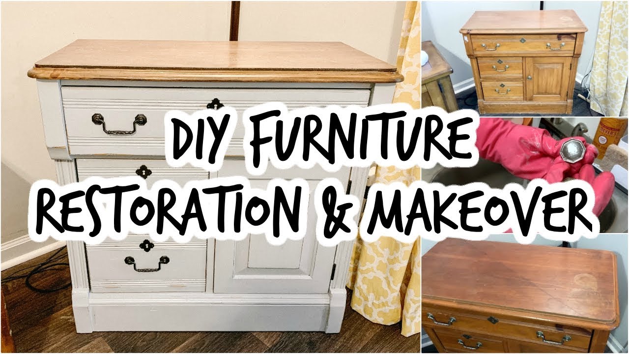 DIY WOOD RESTORATION & MAKEOVER STAIN & CHALK PAINTED DRY SINK YouTube