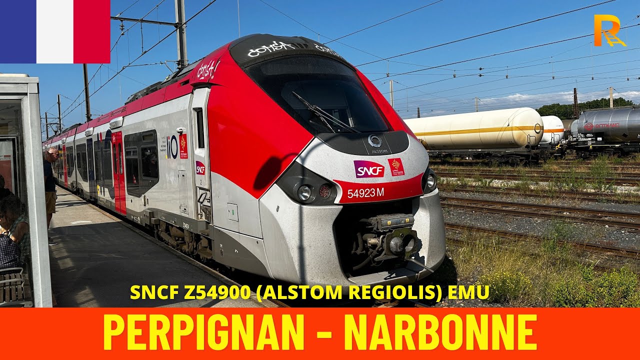 Cab Ride Perpignan - Narbonne (Narbonne—Portbou Railway, France) train driver's view in 4K
