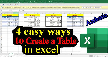 How to Create a Table in Excel|How to Create a Table in Excel in Amharic|Microsoft Excel Tutorial