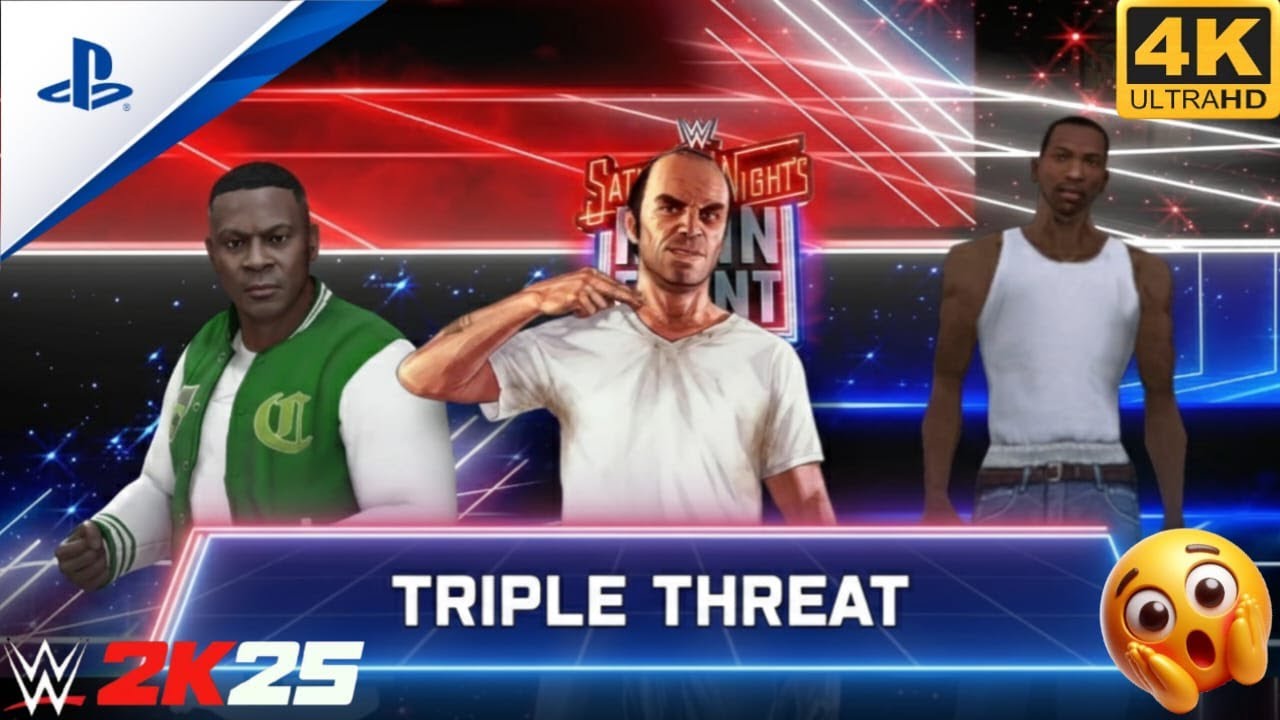 Franklin Trevor CJ Face-Off! Triple Threat Normal Match | WWE 2K25 PS5 4K60FPS