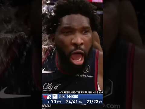 Sixers got Embiid with the postgame shower after he dropped 70 PTS 😂