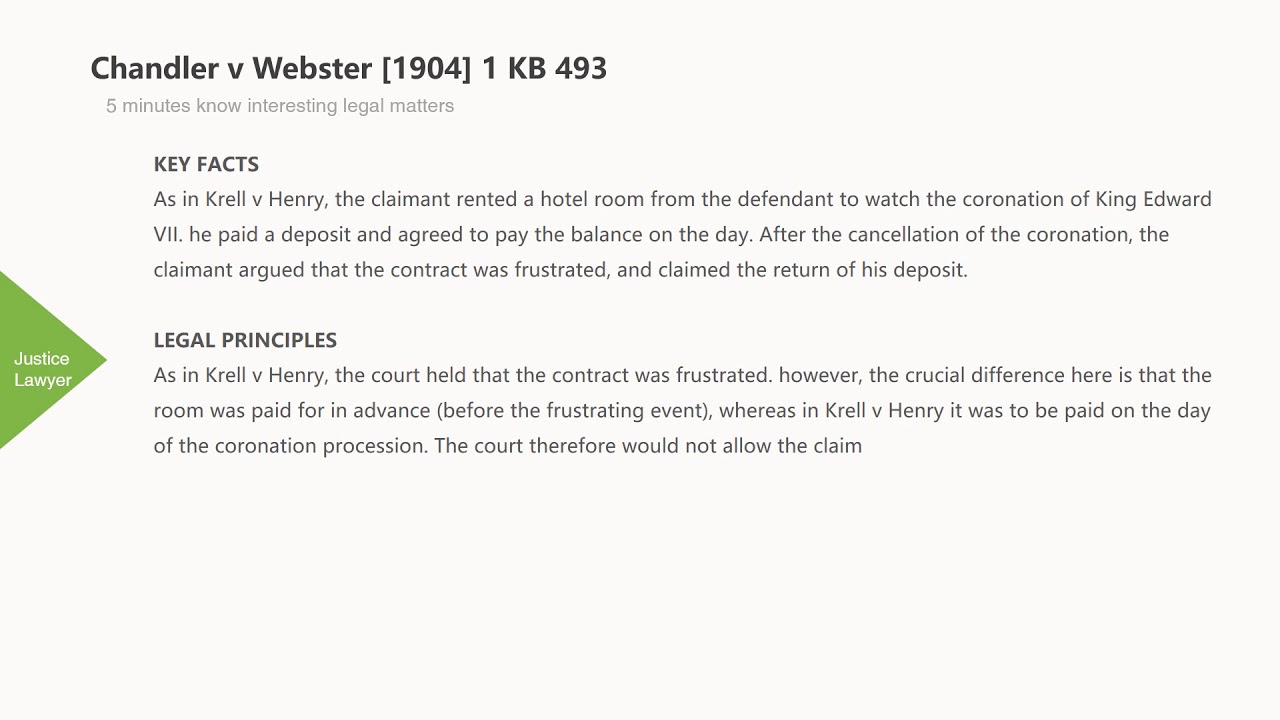 [Case Law Contract] ['strict common law rule'] Chandler v ster [1904