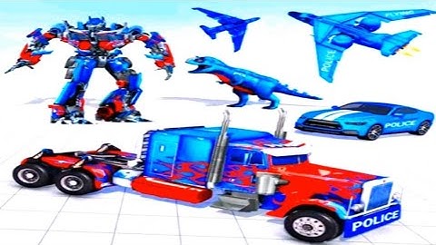 Optimus Prime Multiple Transformation Robot,Car,Dinosaur & Jet–Police Truck Robot Game Gameplay#13