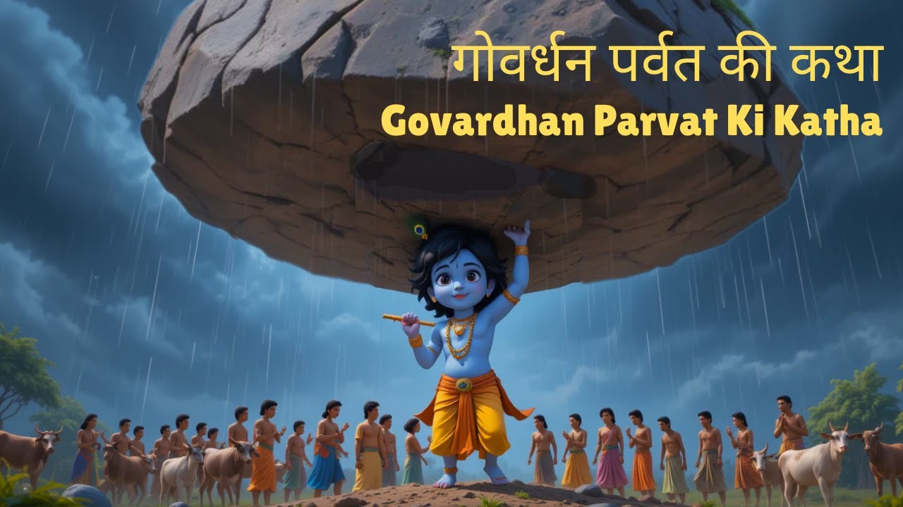 Bhagwan Krishna Aur Govardhan Parvat Ki Katha~Govardhan Puja~गोवर्धन पूजा की कहानी~गिरिराज जी की कथा