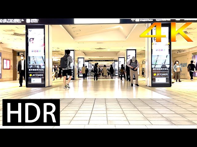 【4K HDR】Morning commuter walk around Sapporo Station｜Japan Hokkaido 2022 class=