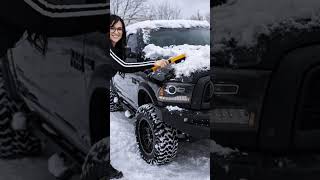 Cleaning Snow Off a RAM Truck – Winter Driving Tips ! #snowcleaning #ramtrucks #automobilexyz