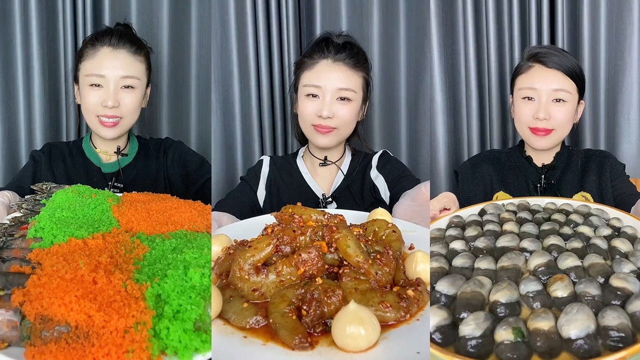 【MUKBANG】Fish roe Thai shrimp + spicy sauce shrimp + snail meat🦐🐟🐚🌶🍋🧄#Seafood#ASMR#yummy