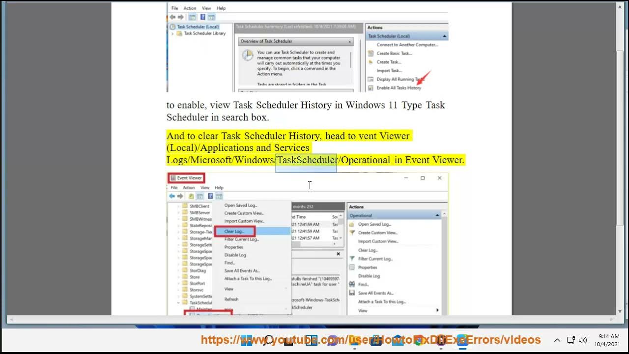 Enable/view/clear Task Scheduler History in Windows 11 YouTube