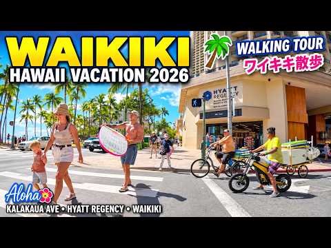 Waikiki Hawaii Vacation 2026 🌴 | Kalakaua Ave Walking Tour + Hawaiian Music | ワイキキ散歩