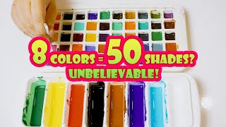 🎨 How to Make 50 Stunning Shades from 8 Basic Colors 🌈 The Ultimate Color Mixing Guide! #colors